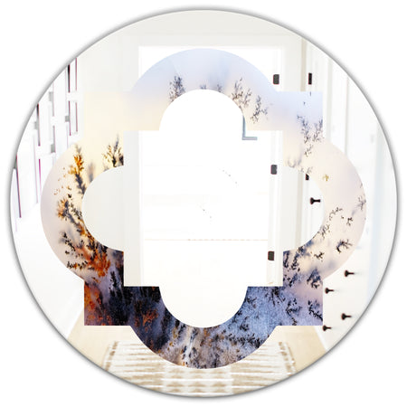 Khazakstan Dendrite crystals macro - Modern Round or Oval Wall Mirror - Quatrefoil