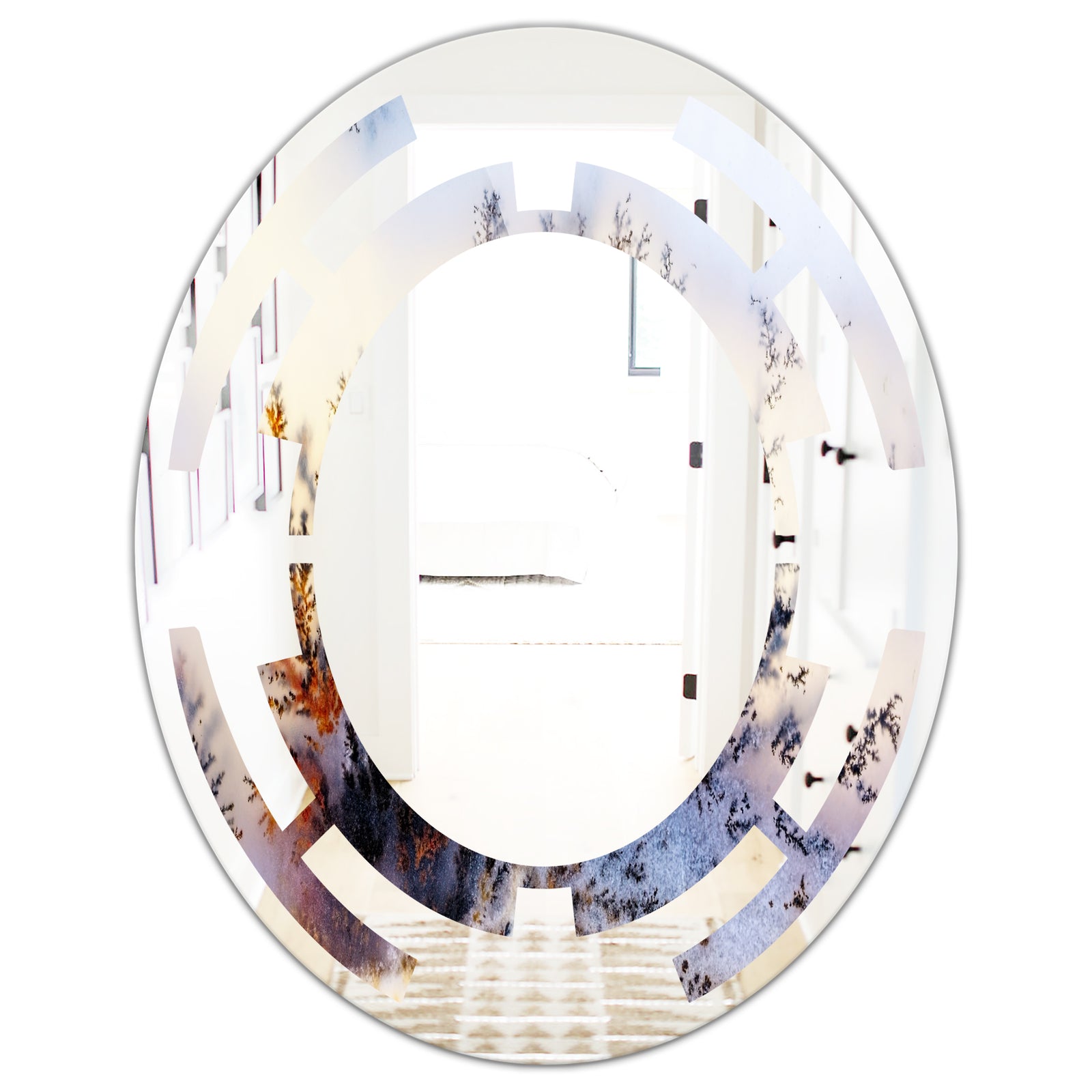 Khazakstan Dendrite crystals macro - Modern Round or Oval Wall Mirror - Space