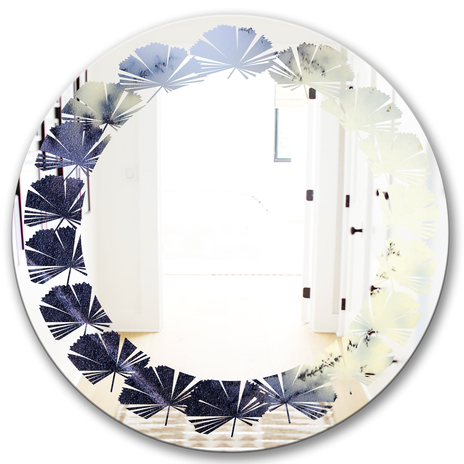 Moss Agate bush - Modern Round or Oval Wall Mirror - Leaves