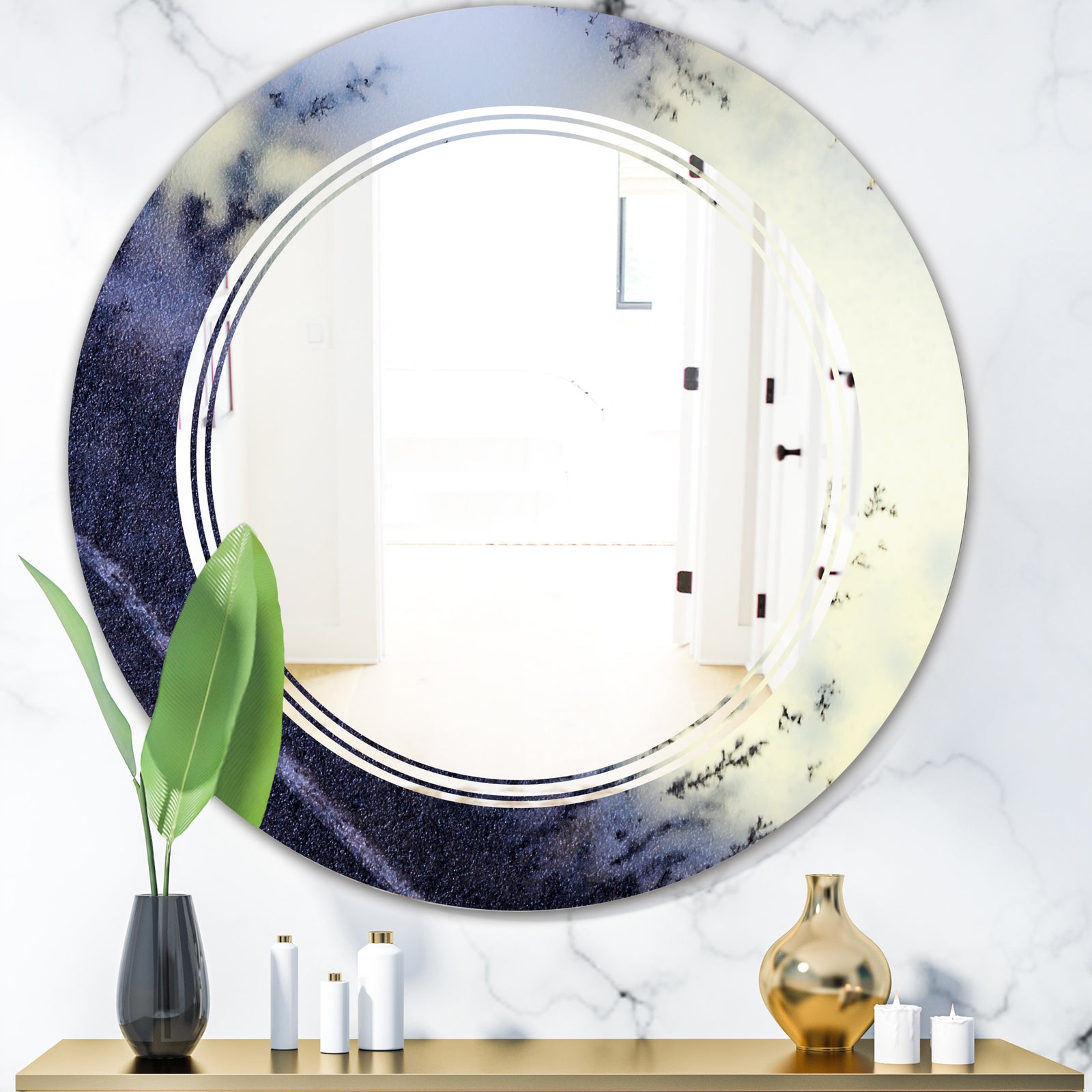 Moss Agate bush - Modern Round or Oval Wall Mirror - Triple C