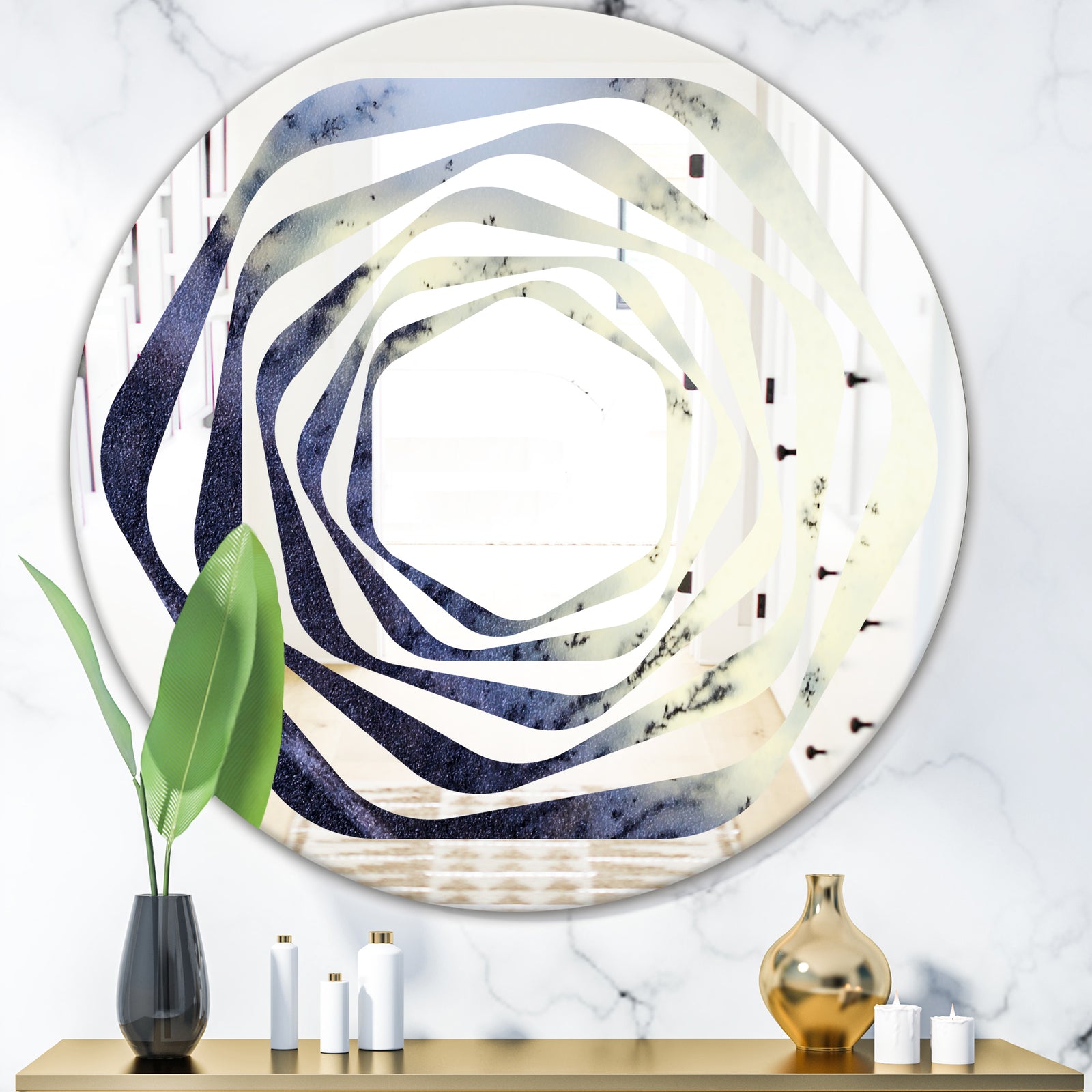 Moss Agate bush - Modern Round or Oval Wall Mirror - Whirl