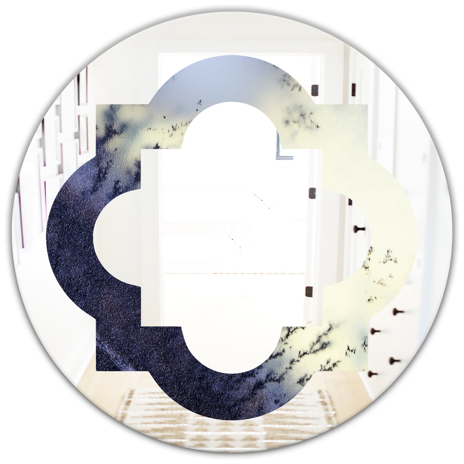 Moss Agate bush - Modern Round or Oval Wall Mirror - Quatrefoil
