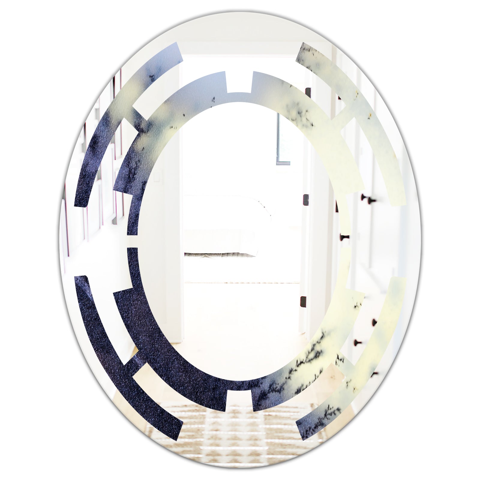Moss Agate bush - Modern Round or Oval Wall Mirror - Space