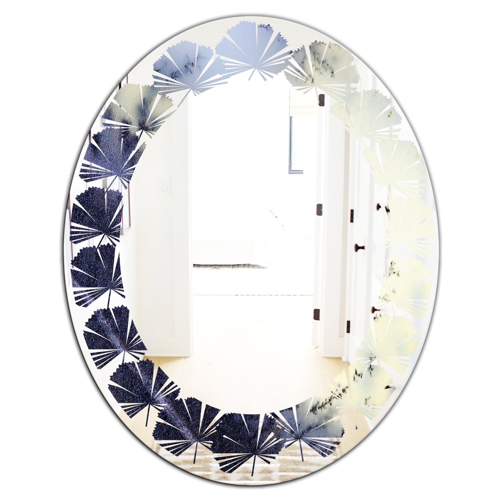 Moss Agate bush - Modern Round or Oval Wall Mirror - Leaves