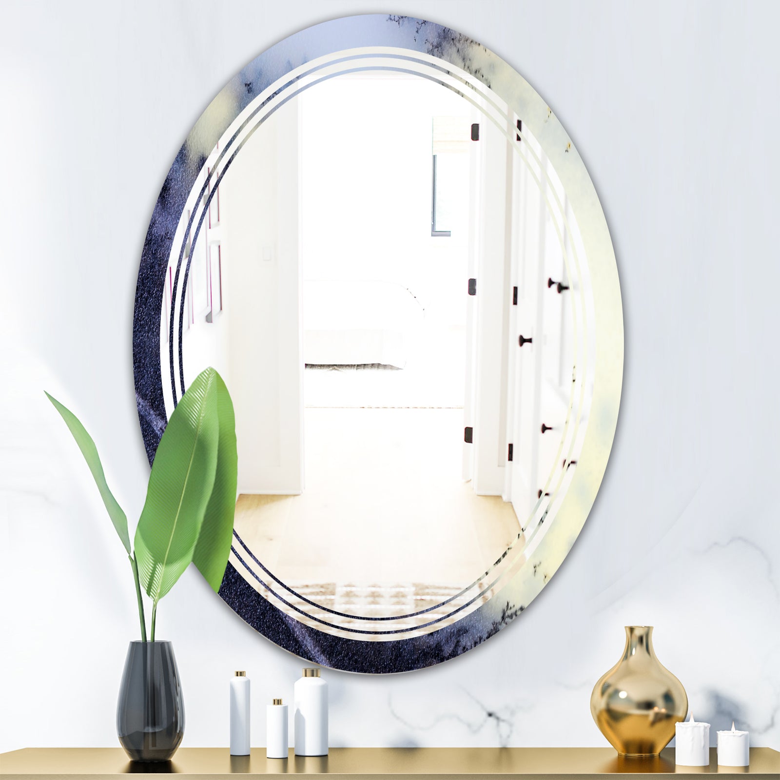 Moss Agate bush - Modern Round or Oval Wall Mirror - Triple C
