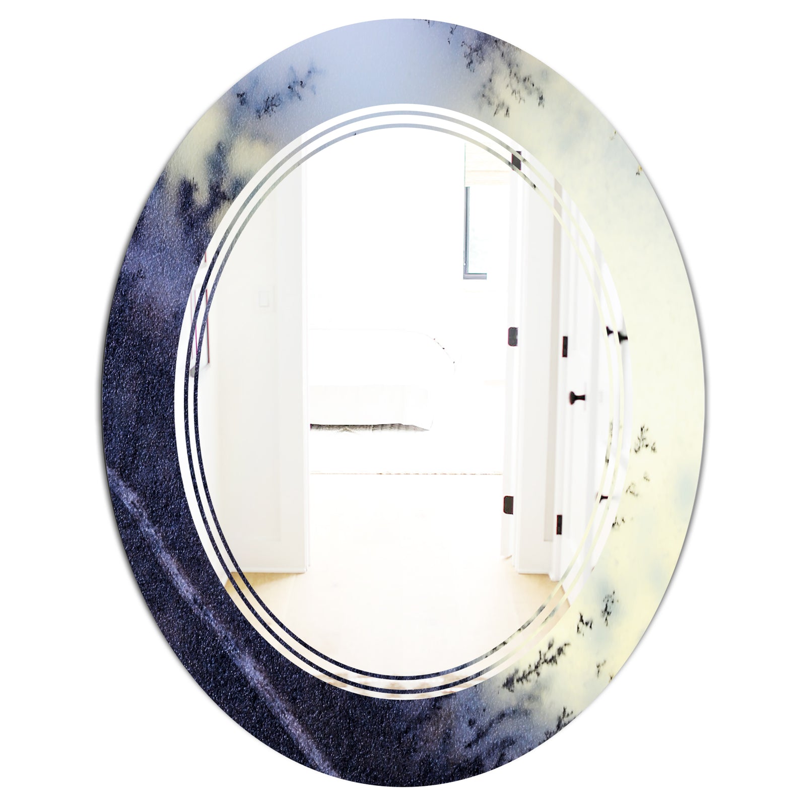 Moss Agate bush - Modern Round or Oval Wall Mirror - Triple C