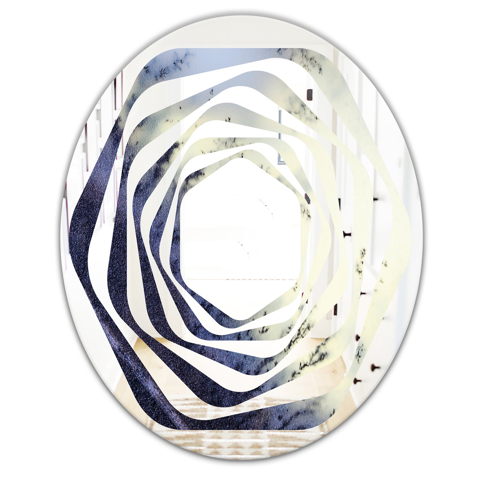 Moss Agate bush - Modern Round or Oval Wall Mirror - Whirl