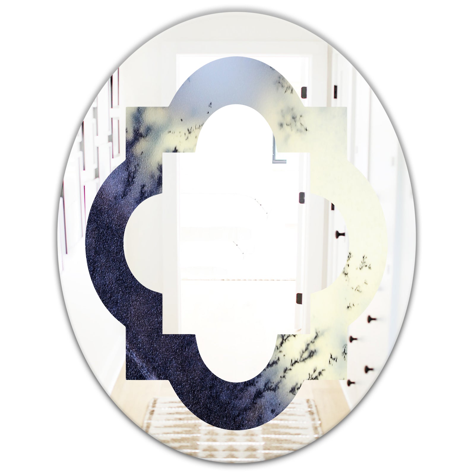 Moss Agate bush - Modern Round or Oval Wall Mirror - Quatrefoil