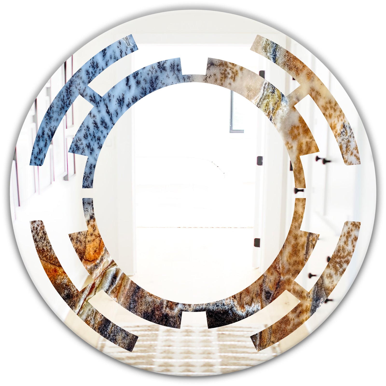 China Moss Agate - Modern Round or Oval Wall Mirror - Space