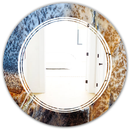 China Moss Agate - Modern Round or Oval Wall Mirror - Triple C