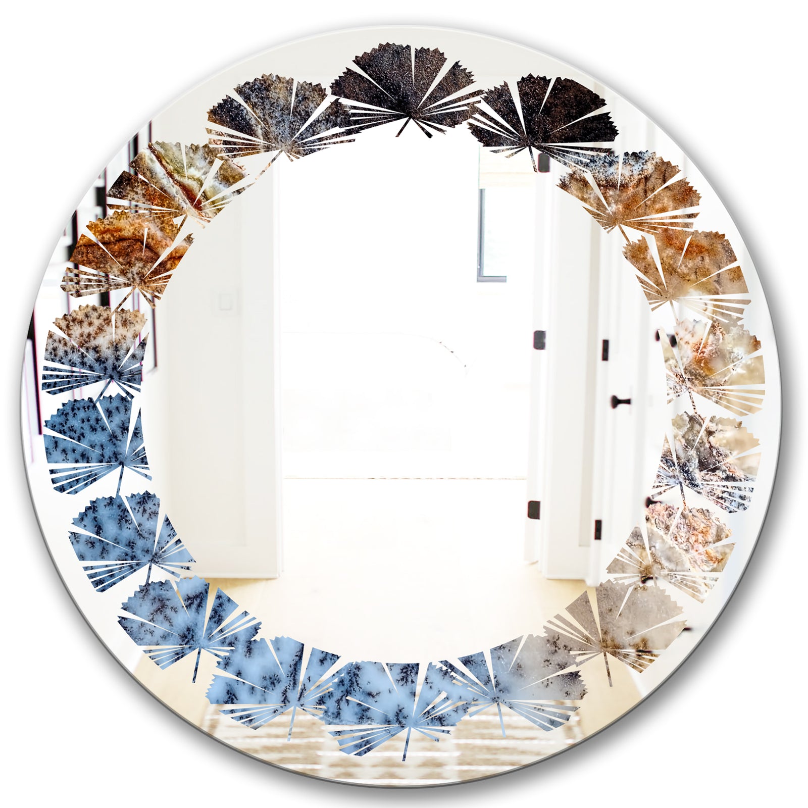 Close Up - Modern Round or Oval Wall Mirror - Leaves