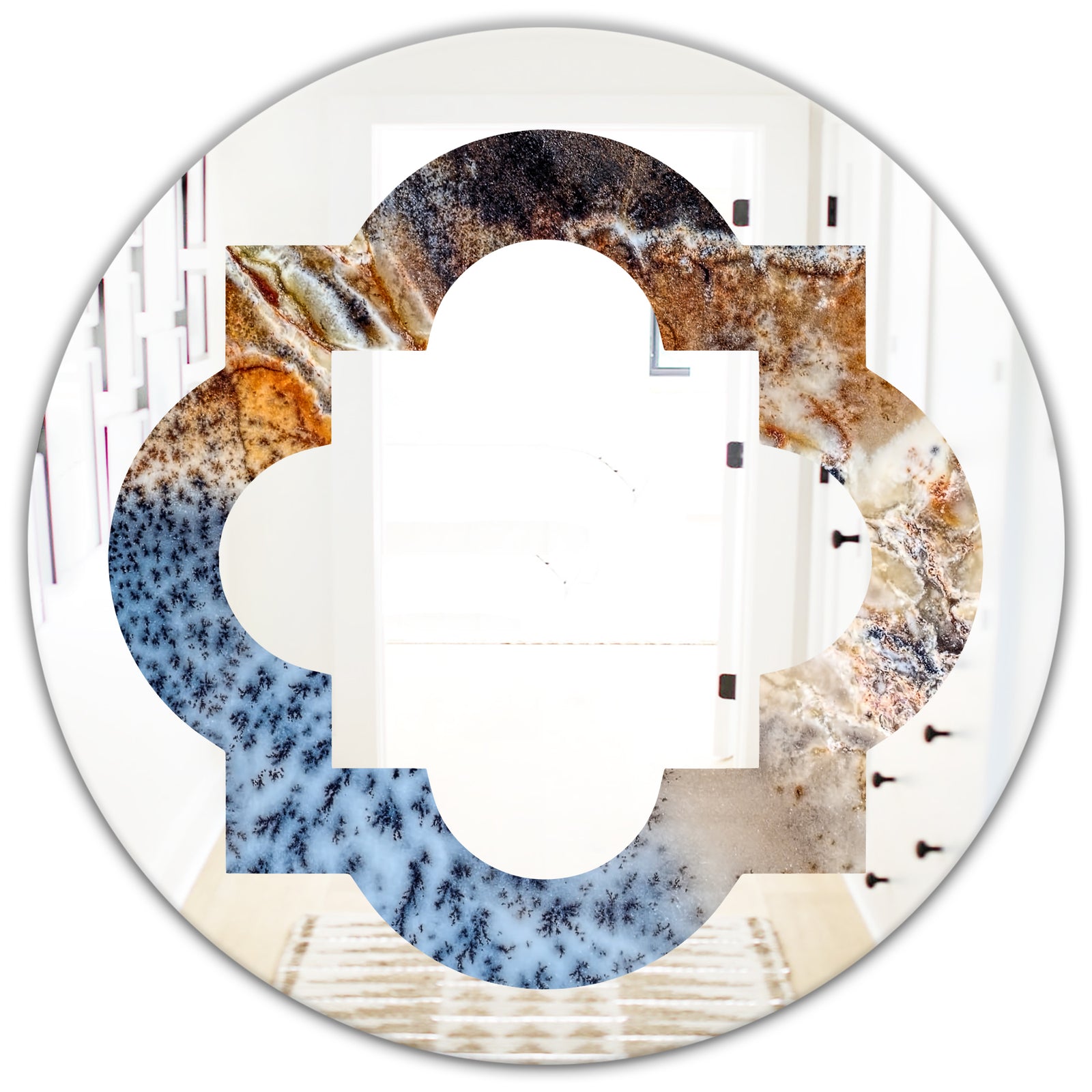Close Up - Modern Round or Oval Wall Mirror - Quatrefoil