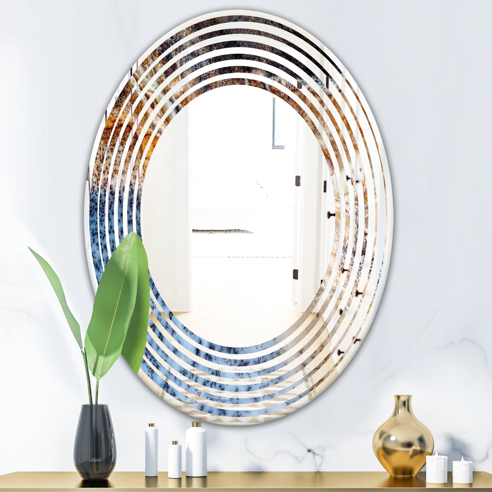 Close Up - Modern Round or Oval Wall Mirror - Wave