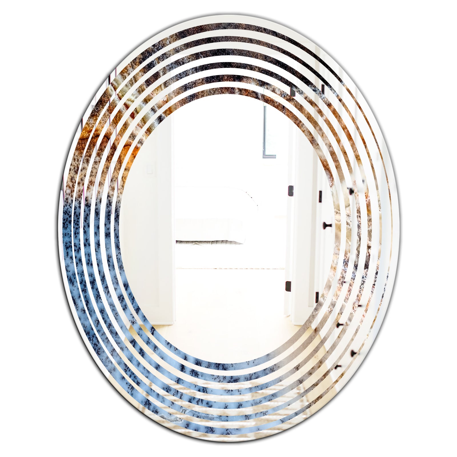 Close Up - Modern Round or Oval Wall Mirror - Wave