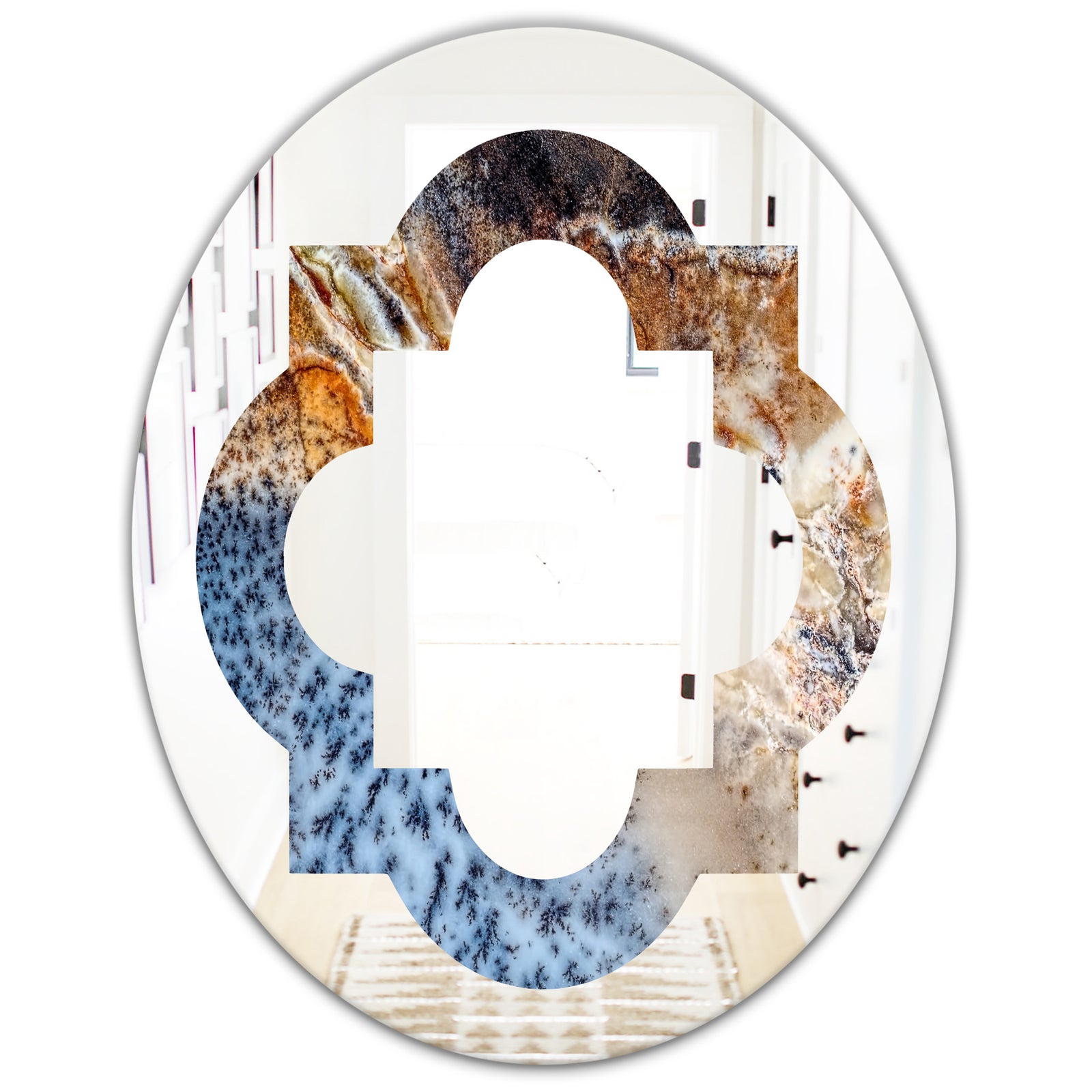 Close Up - Modern Round or Oval Wall Mirror - Quatrefoil