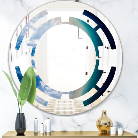 Agate beautiful colorful slices and texture - Modern Round or Oval Wall Mirror - Space