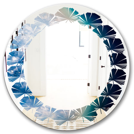 Agate beautiful colorful slices and texture - Modern Round or Oval Wall Mirror - Leaves