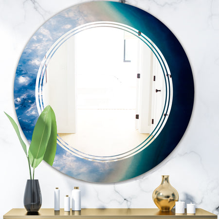 Agate beautiful colorful slices and texture - Modern Round or Oval Wall Mirror - Triple C