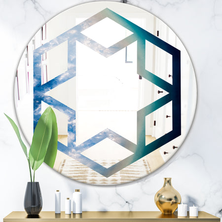 Agate beautiful colorful slices and texture - Modern Round or Oval Wall Mirror - Hexagon Star