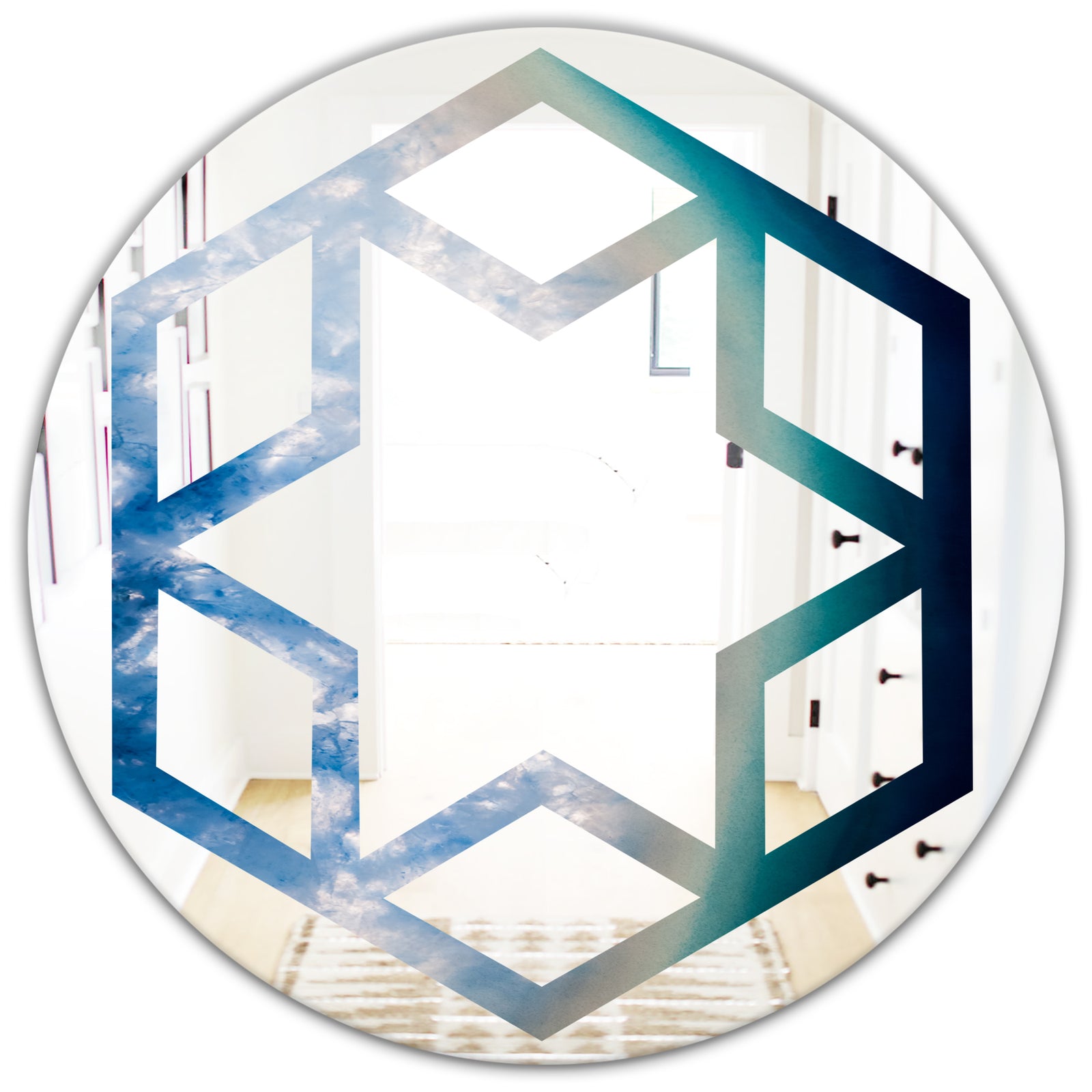 Agate beautiful colorful slices and texture - Modern Round or Oval Wall Mirror - Hexagon Star