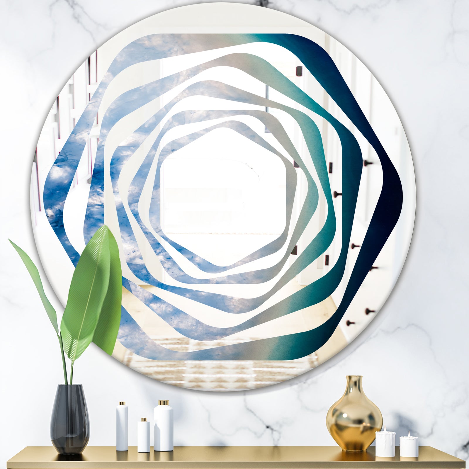 Agate beautiful colorful slices and texture - Modern Round or Oval Wall Mirror - Whirl