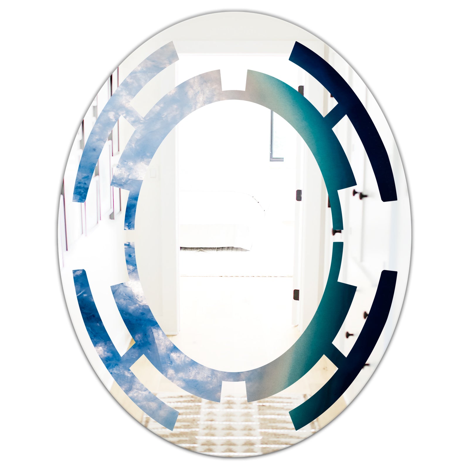 Agate beautiful colorful slices and texture - Modern Round or Oval Wall Mirror - Space