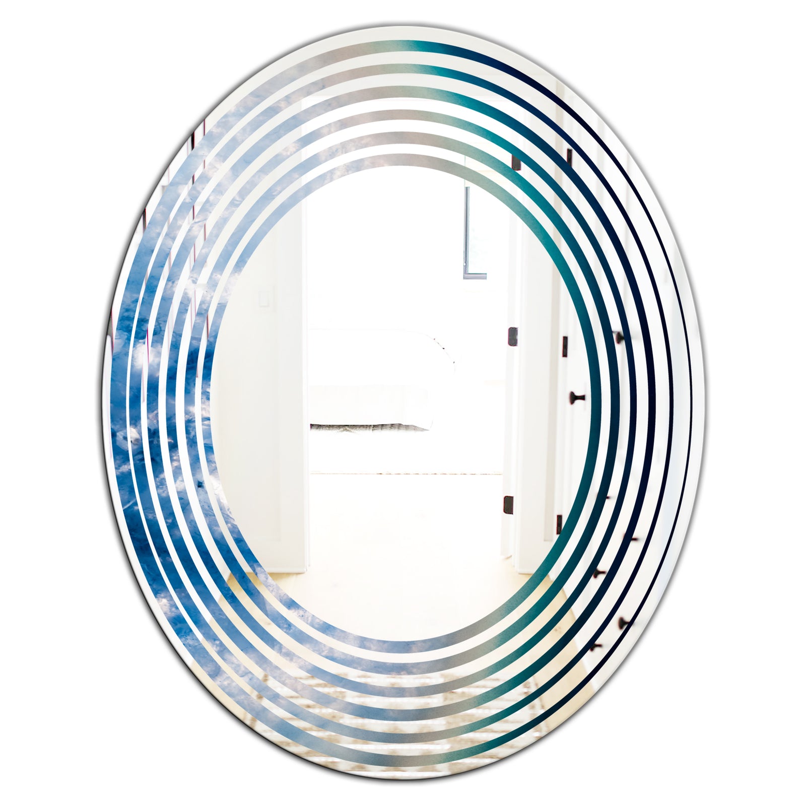 Agate beautiful colorful slices and texture - Modern Round or Oval Wall Mirror - Wave