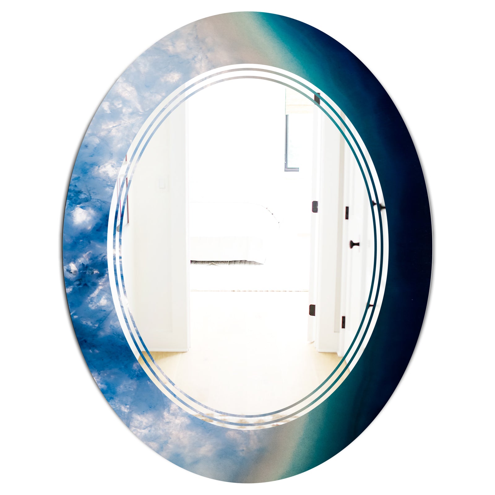 Agate beautiful colorful slices and texture - Modern Round or Oval Wall Mirror - Triple C