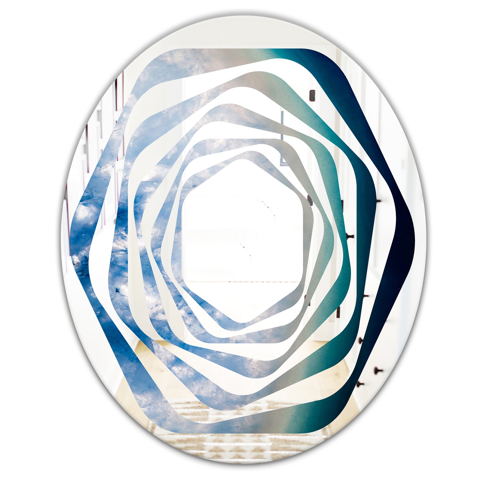 Agate beautiful colorful slices and texture - Modern Round or Oval Wall Mirror - Whirl
