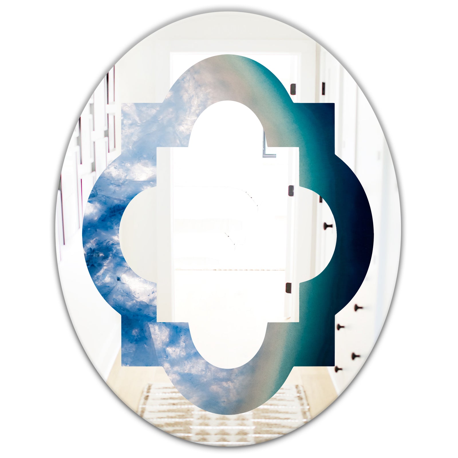 Agate beautiful colorful slices and texture - Modern Round or Oval Wall Mirror - Quatrefoil