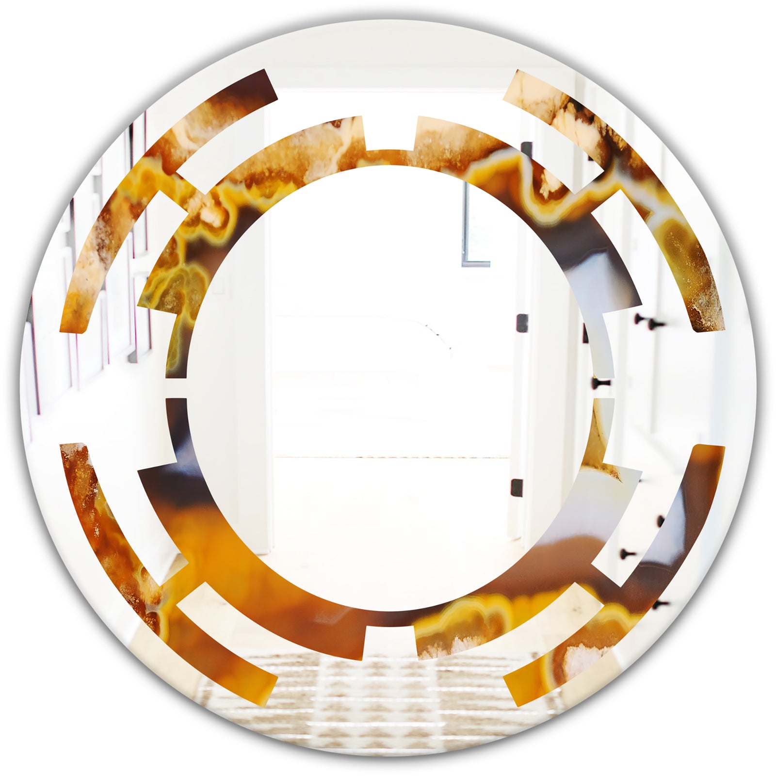Natural brown agate - Modern Round or Oval Wall Mirror - Space