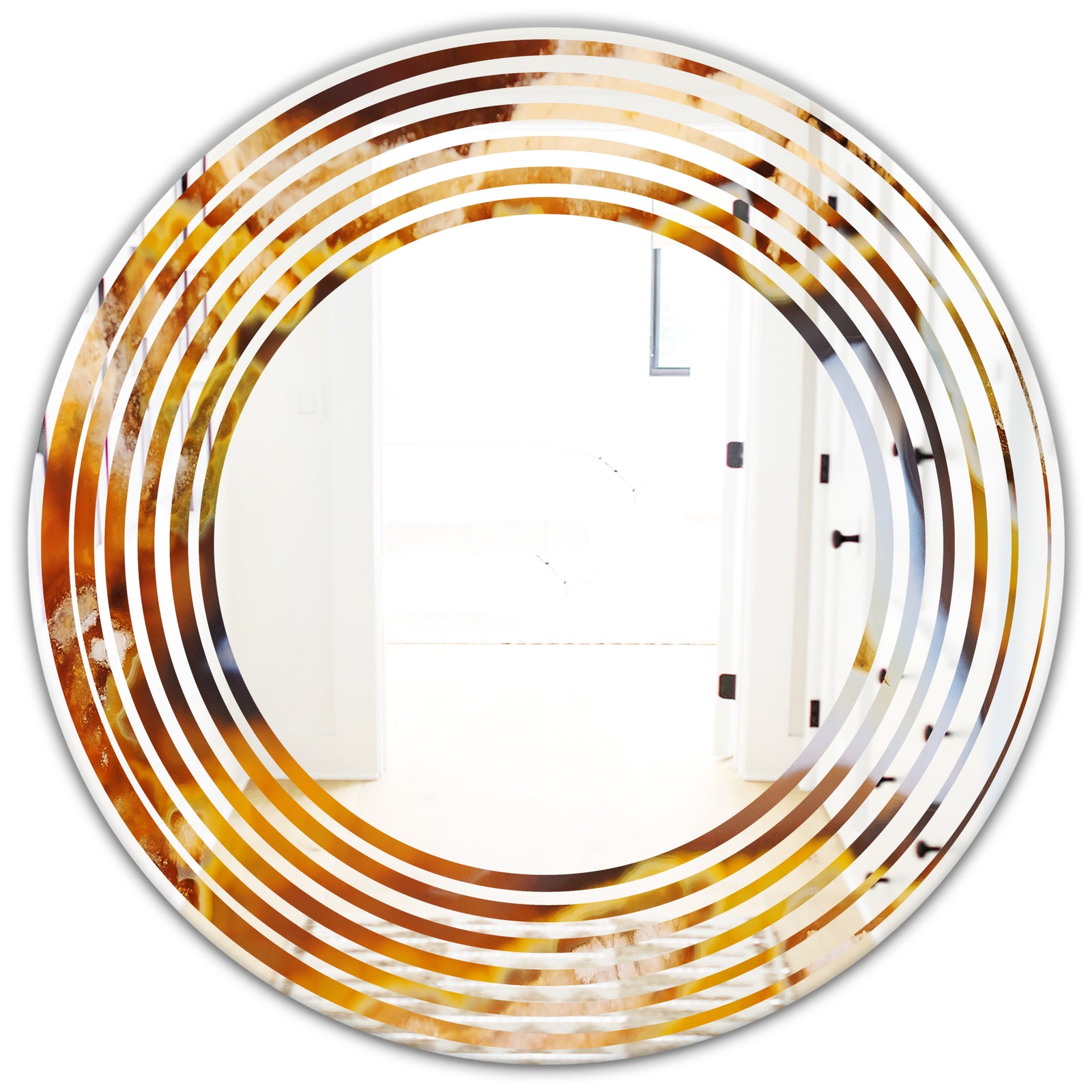 Natural brown agate - Modern Round or Oval Wall Mirror - Wave