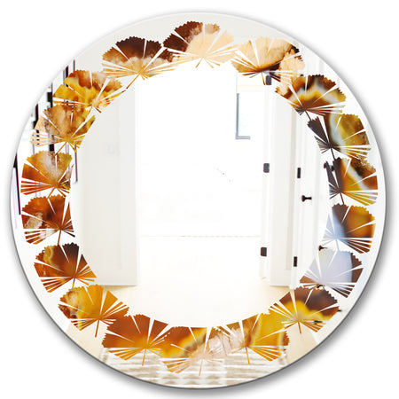 Natural brown agate - Modern Round or Oval Wall Mirror - Leaves
