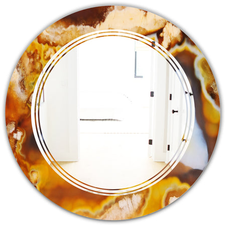 Natural brown agate - Modern Round or Oval Wall Mirror - Triple C