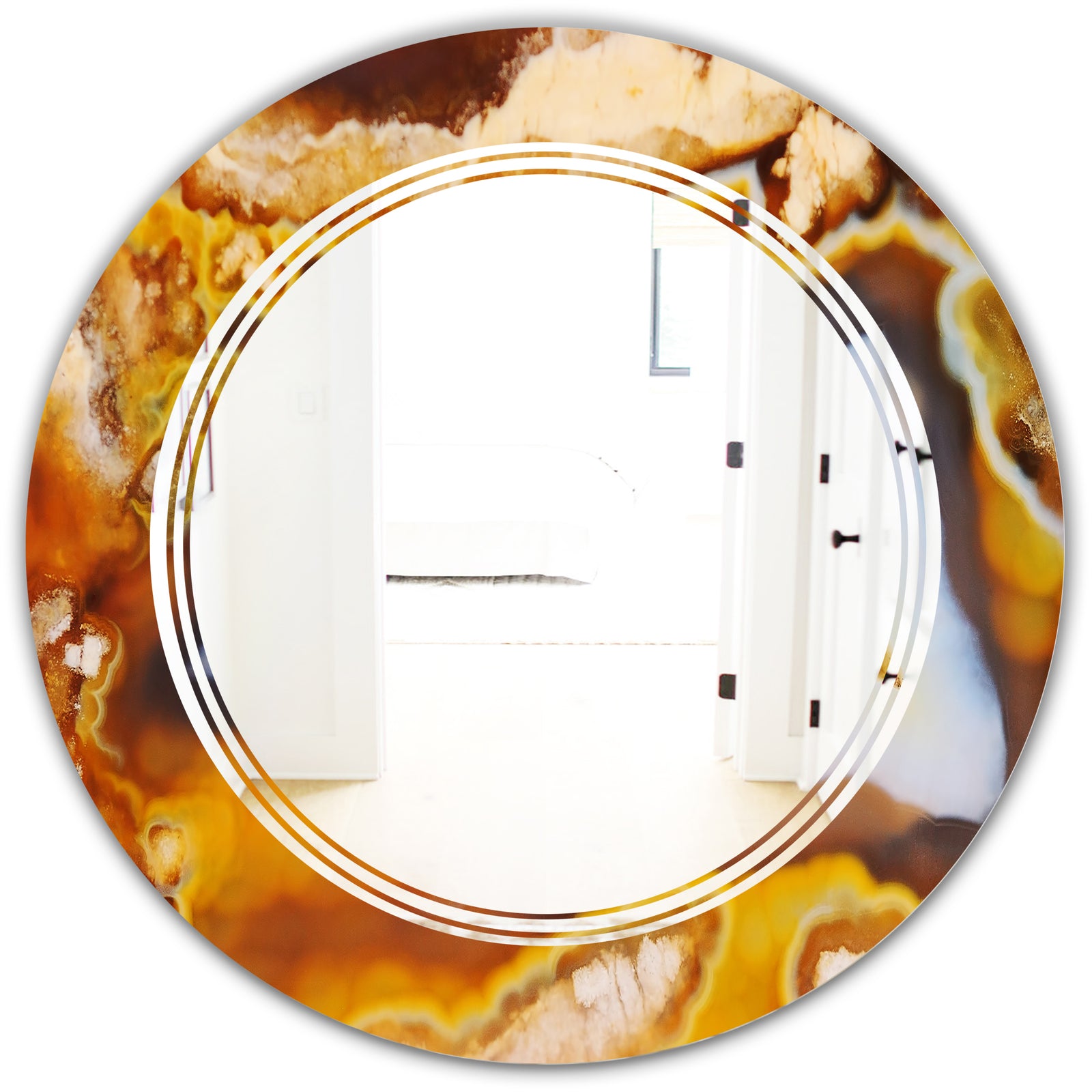 Natural brown agate - Modern Round or Oval Wall Mirror - Triple C