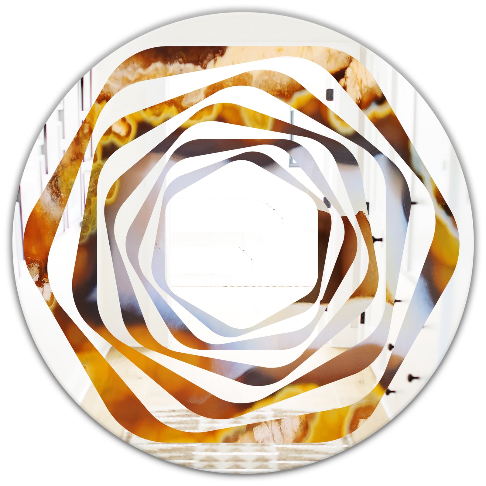 Natural brown agate - Modern Round or Oval Wall Mirror - Whirl