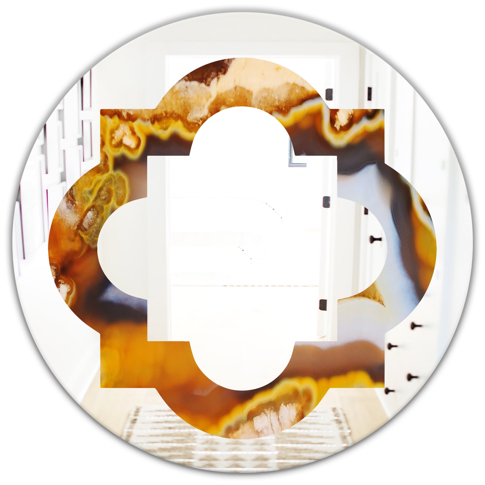 Natural brown agate - Modern Round or Oval Wall Mirror - Quatrefoil