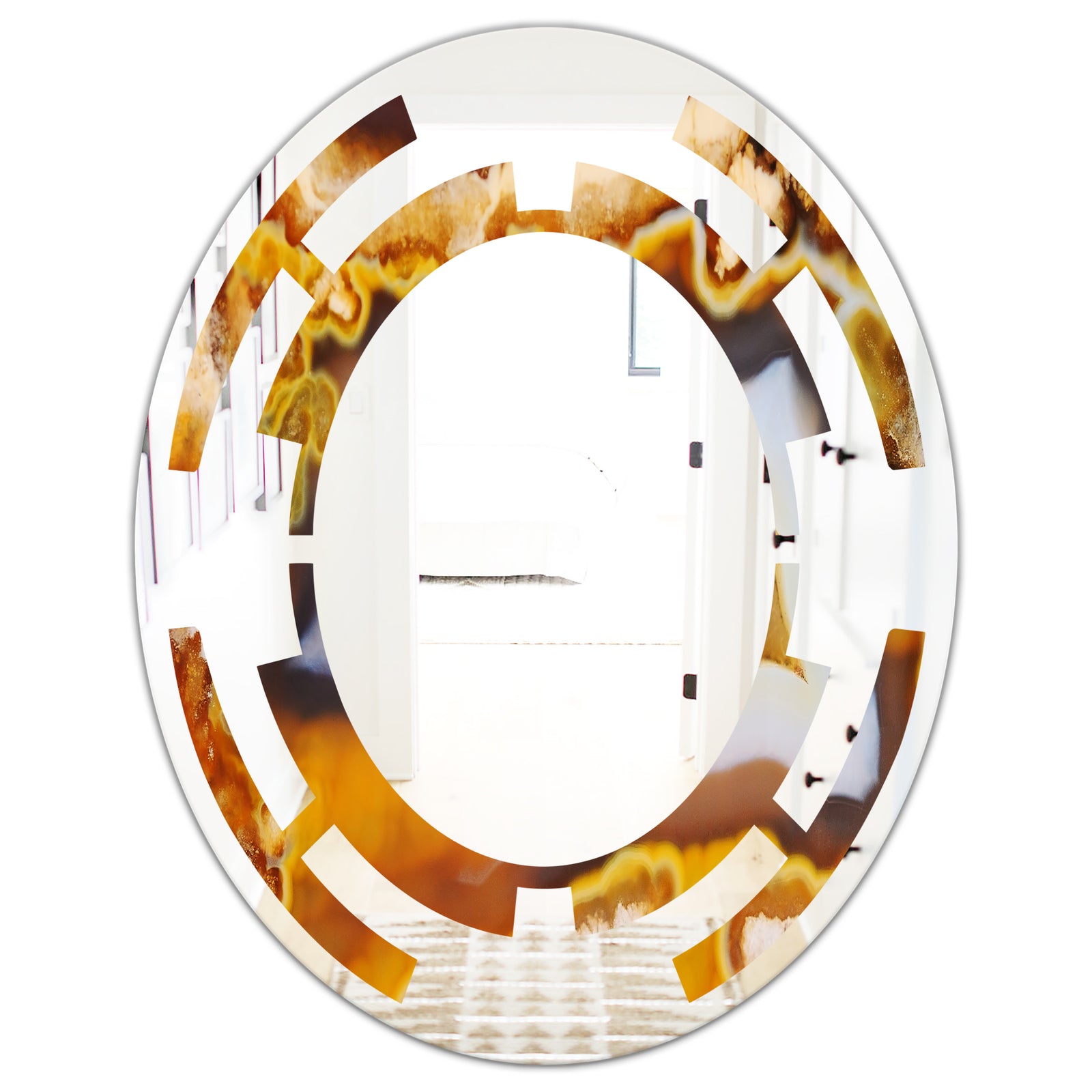 Natural brown agate - Modern Round or Oval Wall Mirror - Space