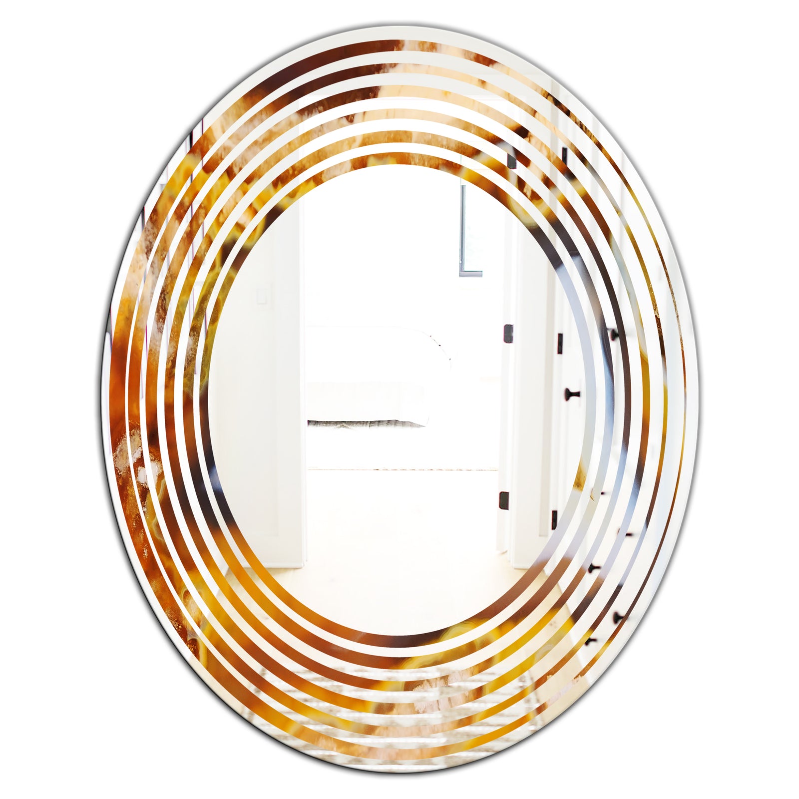 Natural brown agate - Modern Round or Oval Wall Mirror - Wave