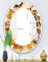 Natural brown agate - Modern Round or Oval Wall Mirror - Leaves