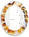 Natural brown agate - Modern Round or Oval Wall Mirror - Leaves