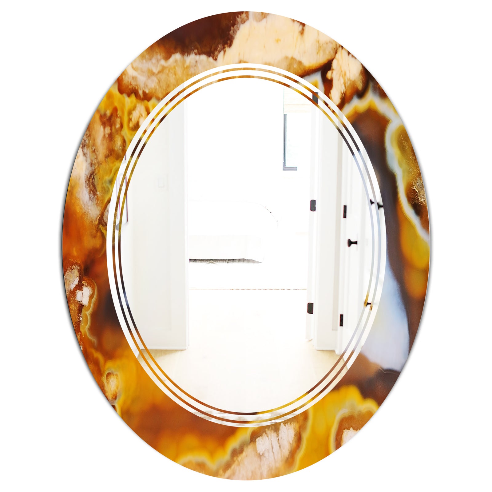 Natural brown agate - Modern Round or Oval Wall Mirror - Triple C