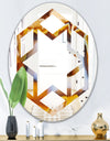 Natural brown agate - Modern Round or Oval Wall Mirror - Hexagon Star