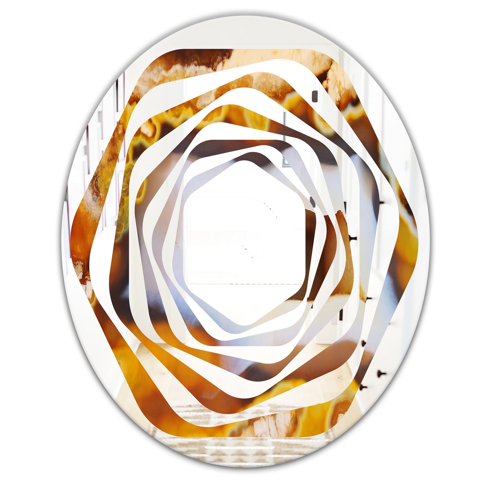 Natural brown agate - Modern Round or Oval Wall Mirror - Whirl