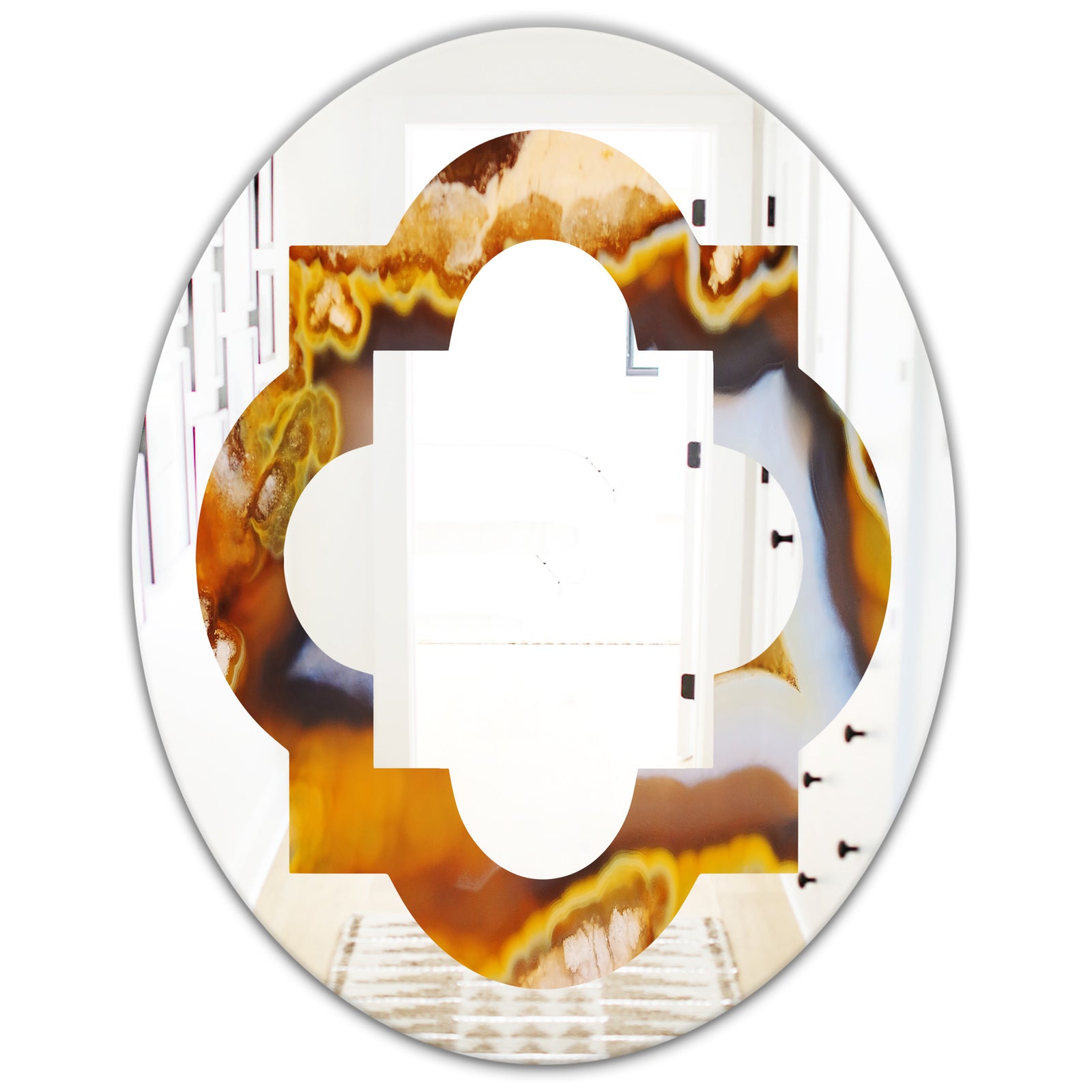 Natural brown agate - Modern Round or Oval Wall Mirror - Quatrefoil