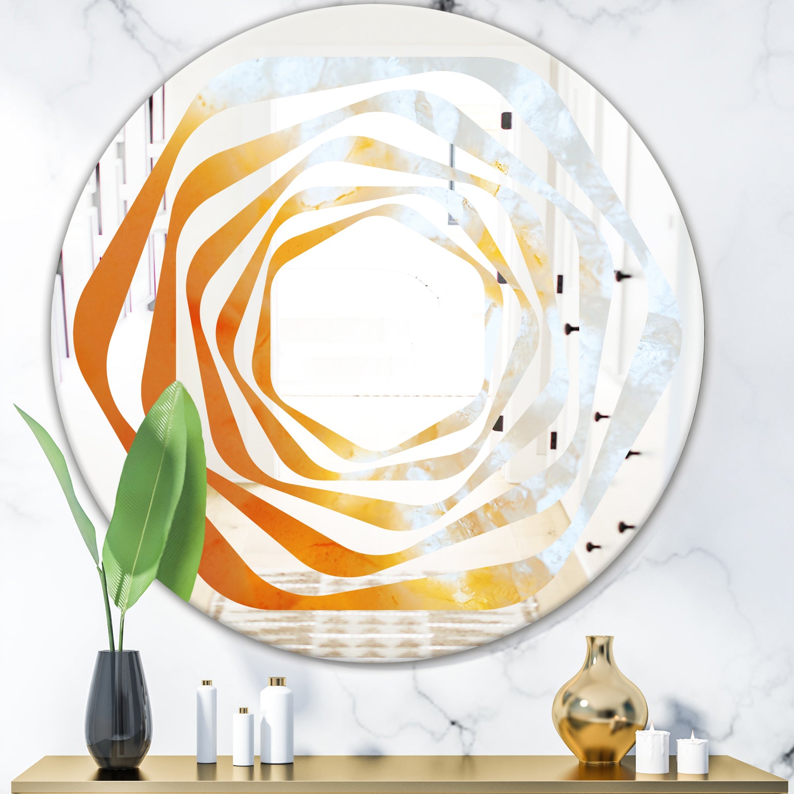 True Yellow Stone - Modern Round or Oval Wall Mirror - Whirl