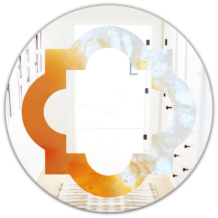 True Yellow Stone - Modern Round or Oval Wall Mirror - Quatrefoil