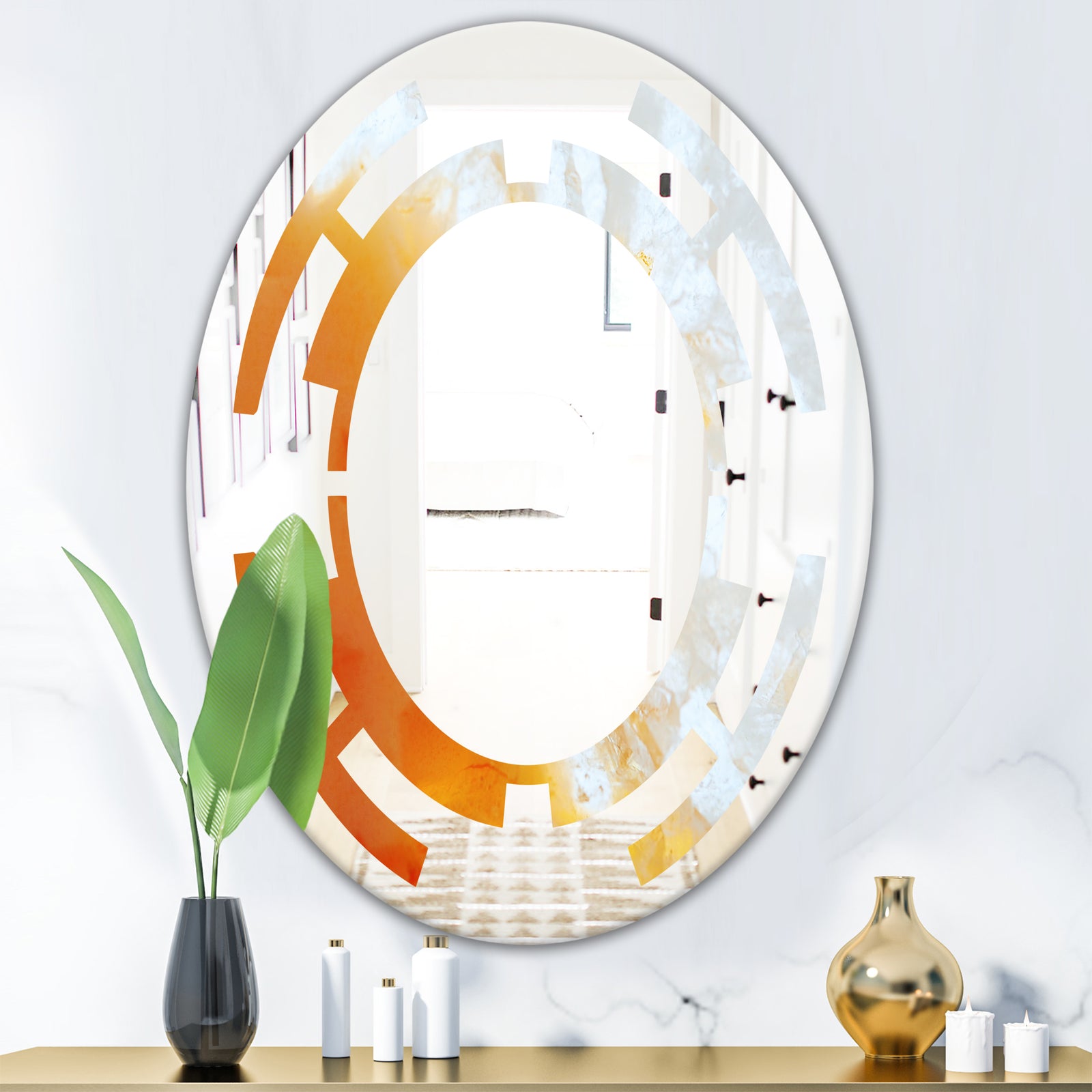 True Yellow Stone - Modern Round or Oval Wall Mirror - Space