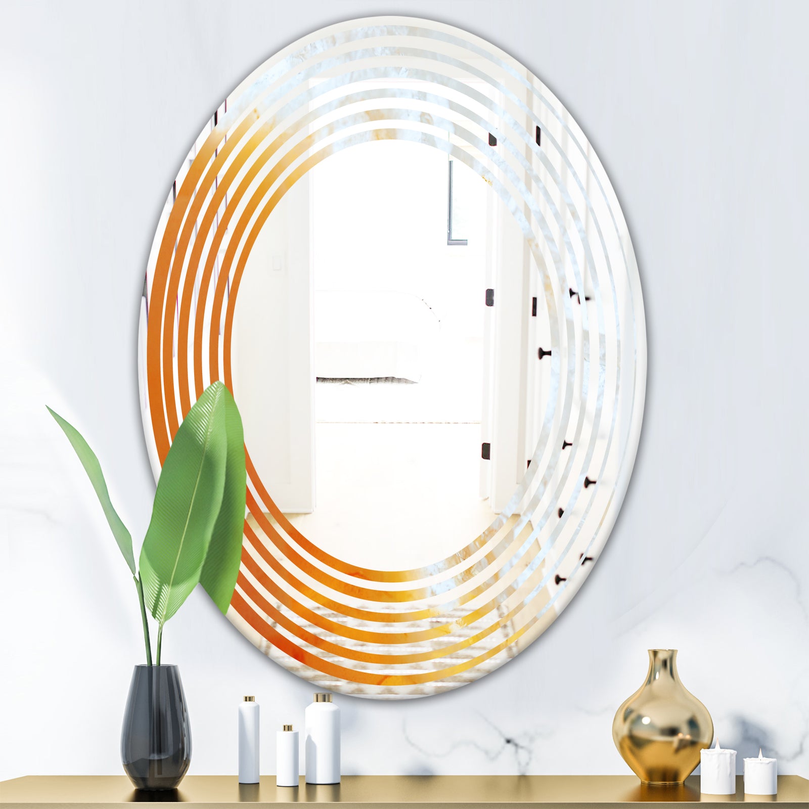 True Yellow Stone - Modern Round or Oval Wall Mirror - Wave