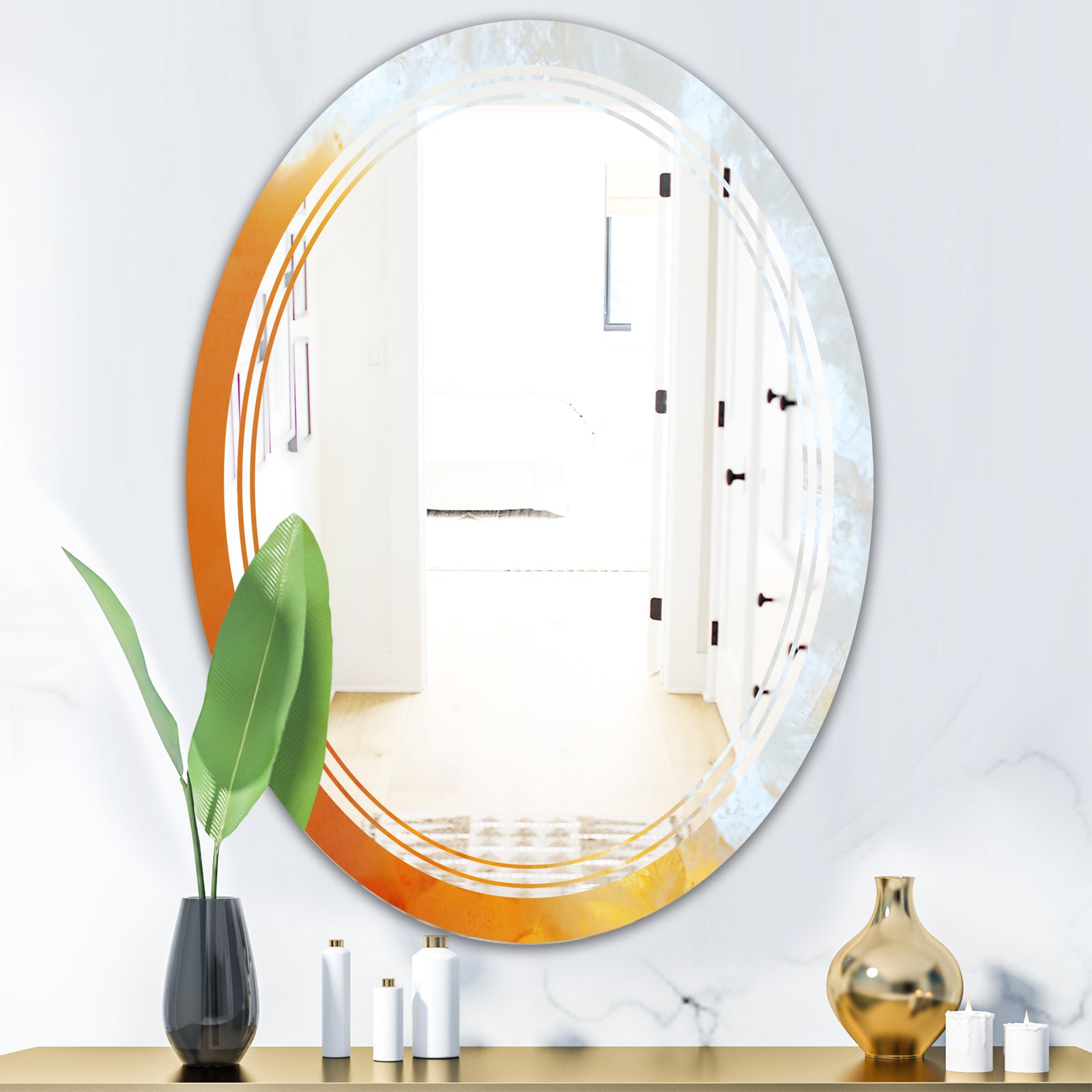 True Yellow Stone - Modern Round or Oval Wall Mirror - Triple C